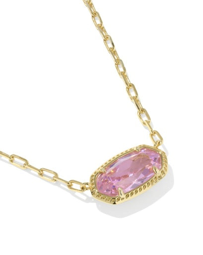 Elisa Luxe Pendant Necklace Light Pink CZ Gold