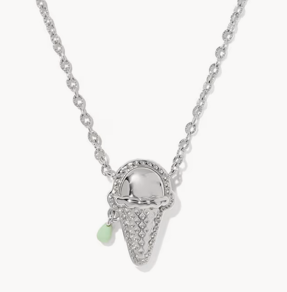 Ice Cream Short Pendant Necklace Mint MOP Silver