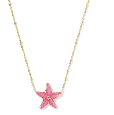 Parker Starfish Short Pendant Necklace Bright Pink MOP Gold