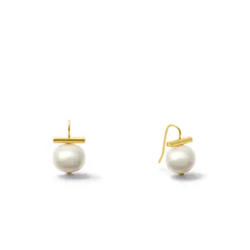 Petite + Sweet Pebble Pearls-Baby Earrings White Gold