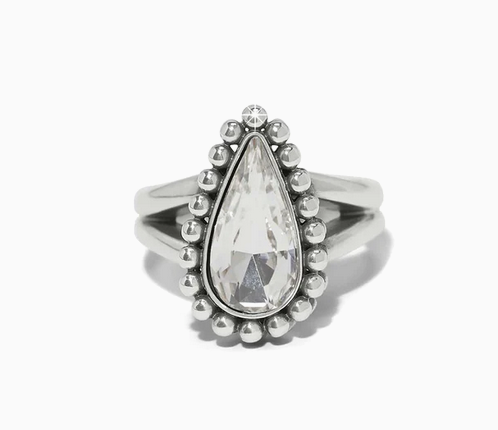 Twinkle Luxe Teardrop Ring Silver Sz 7