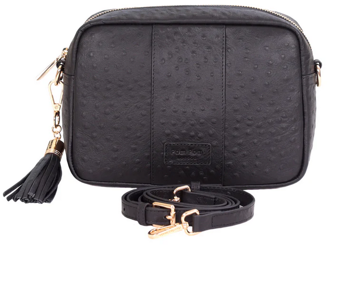 Pom Pom London City Bag Ostrich Black