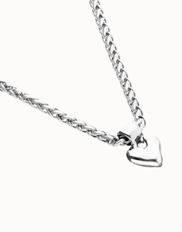 Palpito Beat Short Chain Necklace with Small Heart Silver