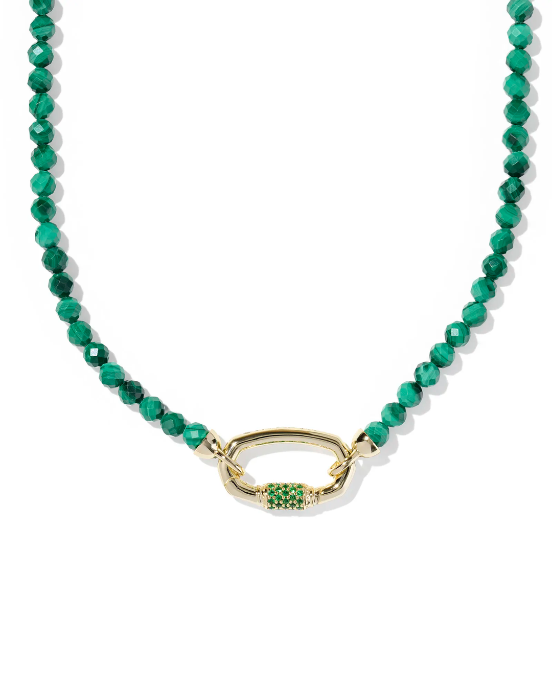 Emery Beaded Strand Necklace Gold Green Malachite