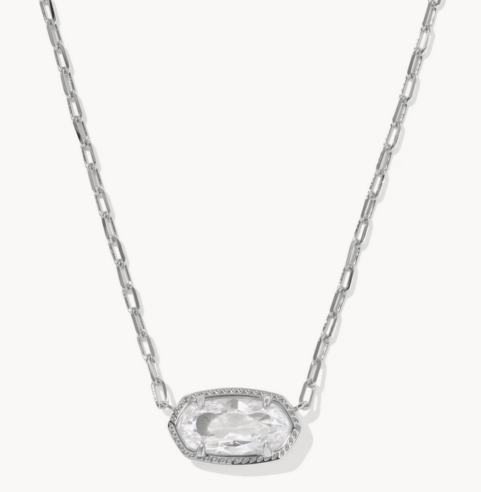 Elisa Luxe Pendant Necklace White CZ Silver