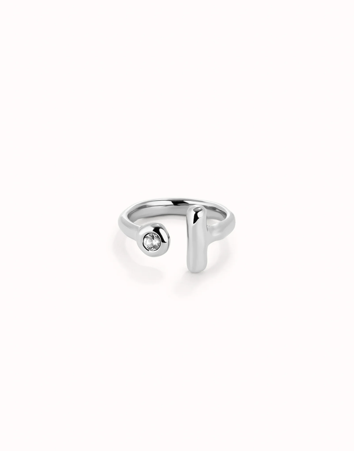 Ser Indomable Open Ring with White Topaz Silver Size 7.5