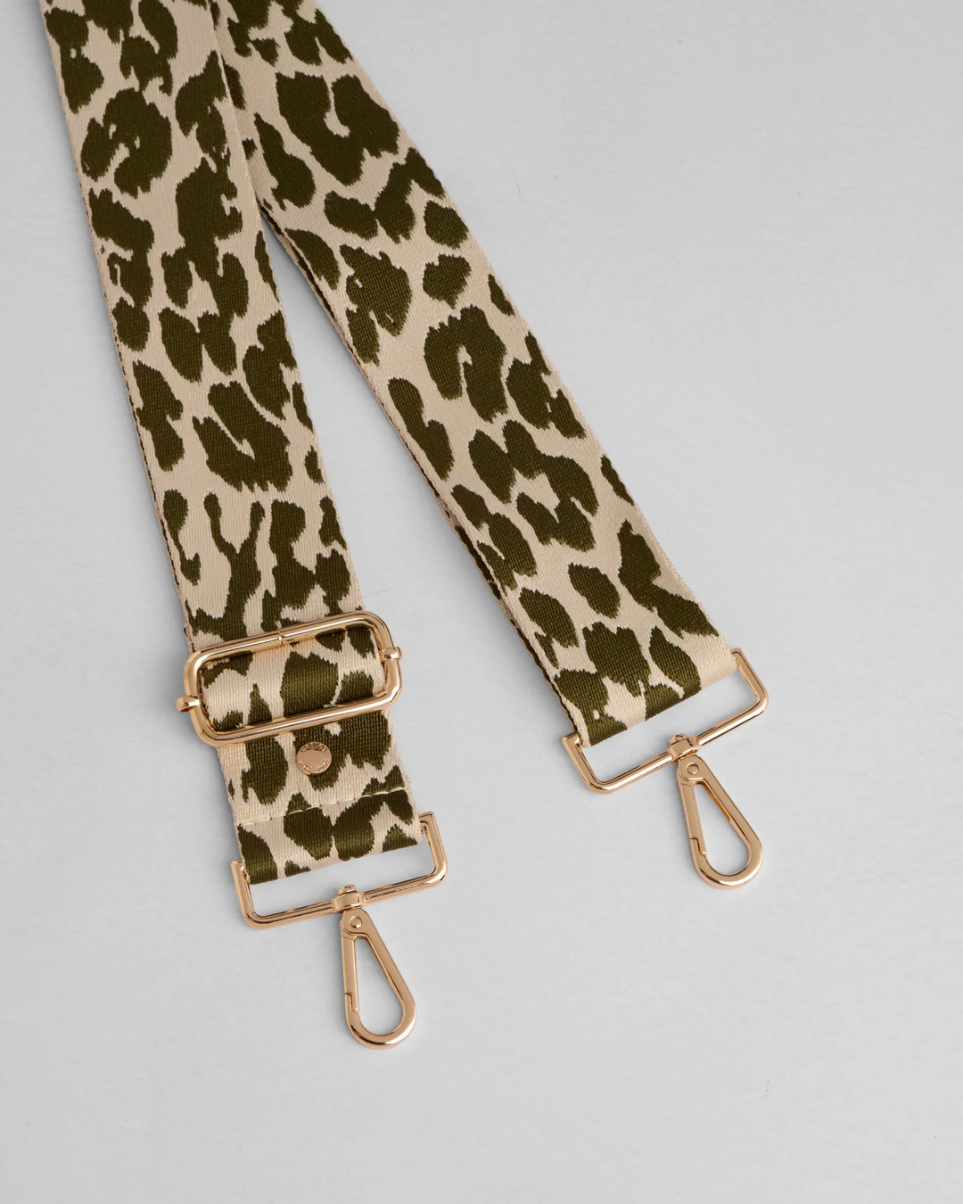 Pom Pom Strap Olive Green Leopard Print