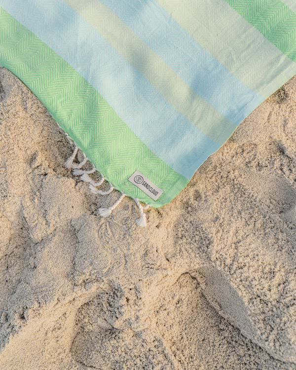 Peppermint Herringbone Stripe Turkish Beach Towel