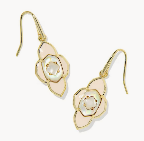 Abbie Medallion Small Drop Earrings Neutral Mix Gold