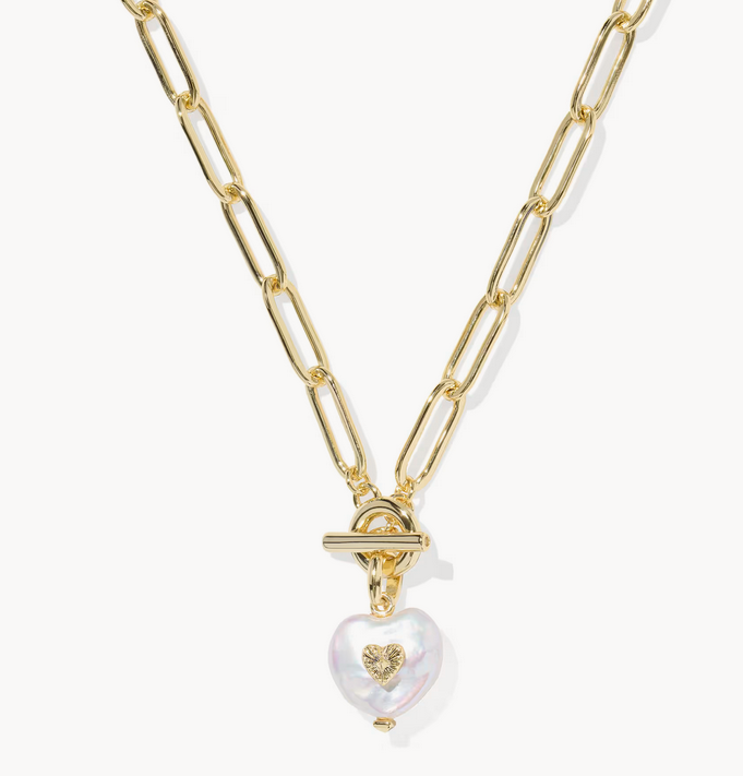 Sasha Heart Short Pendant Necklace Freshwater Cultured Pearl Gold