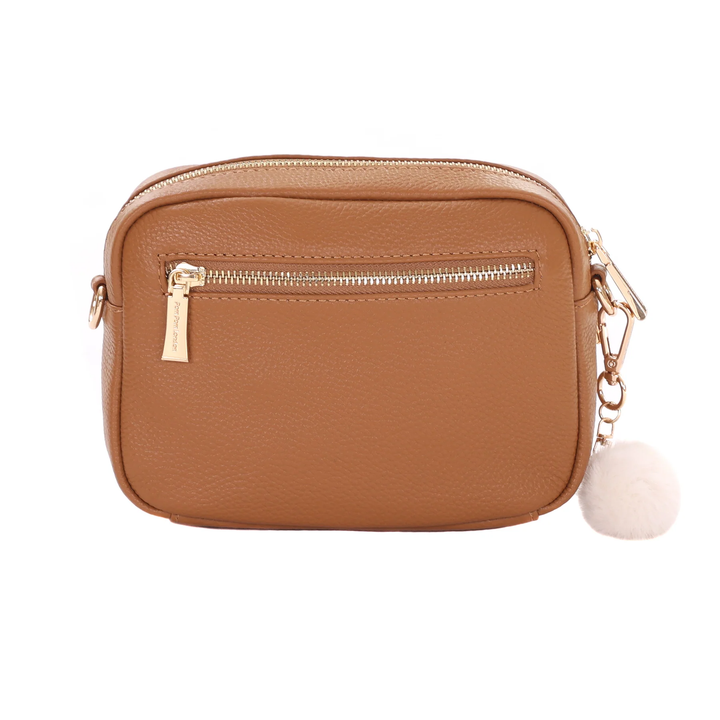Pom Pom London Original Faux Fleece &amp; Leather Bag Maple