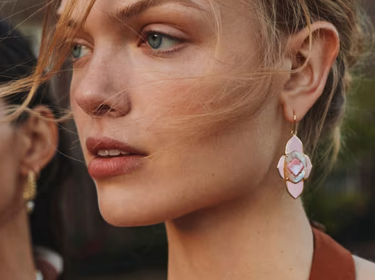 Abbie Medallion Small Drop Earrings Pink Mix Gold