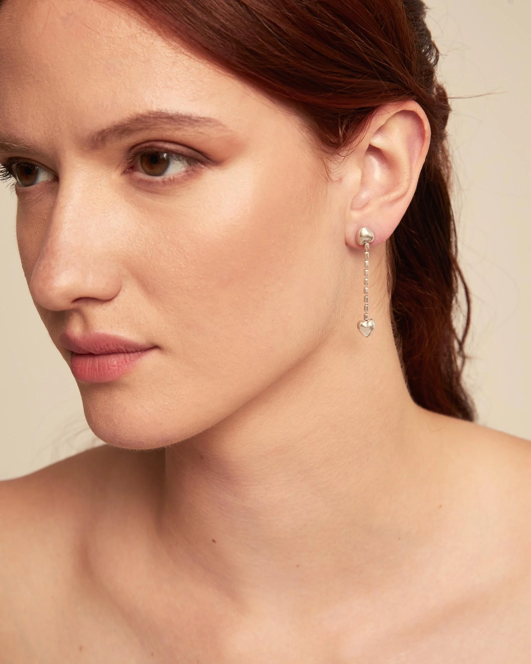 Cupido Drop Earrings with Small Hearts
