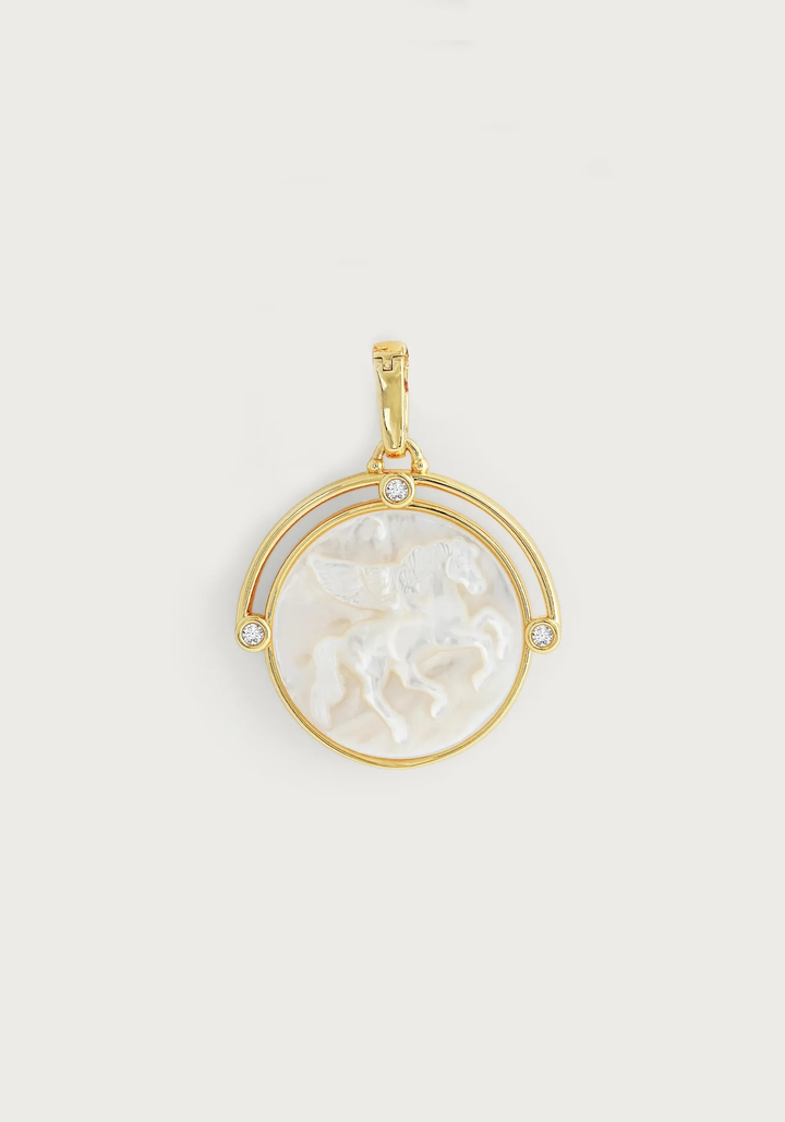 Anabel Aram Pegasus Mother of Pearl Coin Charm