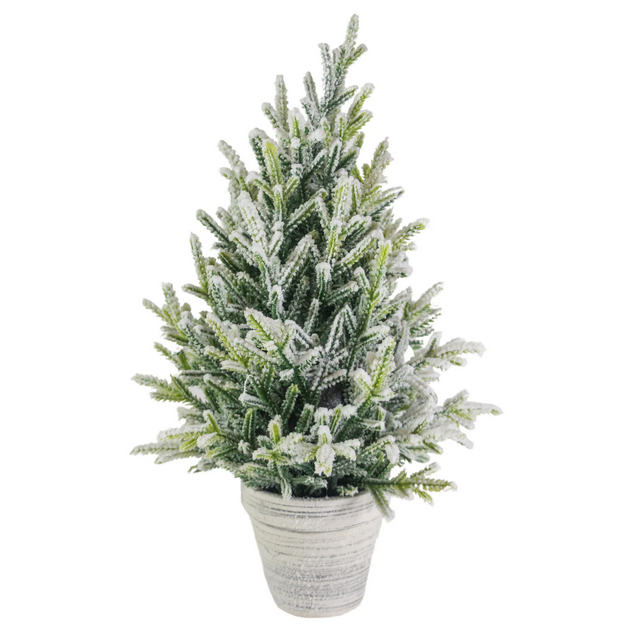 Flocked Tree in White Planter Small