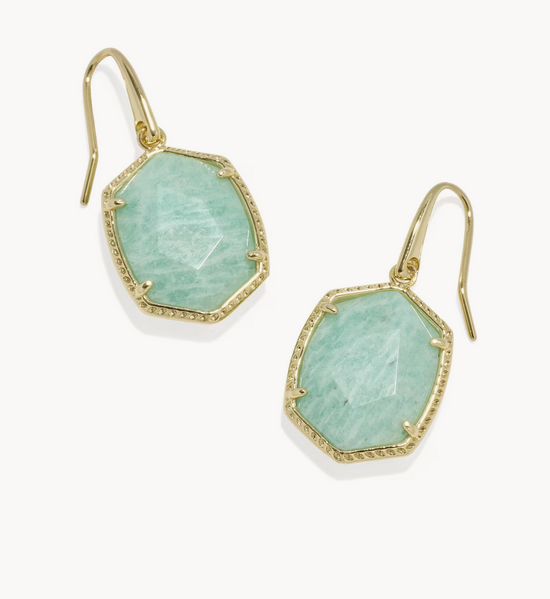 Daphne Frame Drop Earring Teal Amazonite Gold