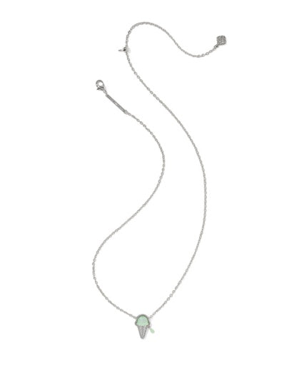 Ice Cream Short Pendant Necklace Mint MOP Silver
