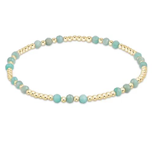 Gemstone Gold Joy Pattern 3mm Bead Bracelet Amazonite