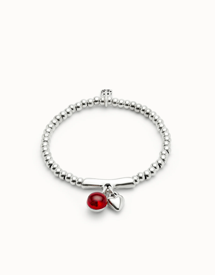 Ser Fascinante Bracelet with Red Murano Glass and Heart Medium