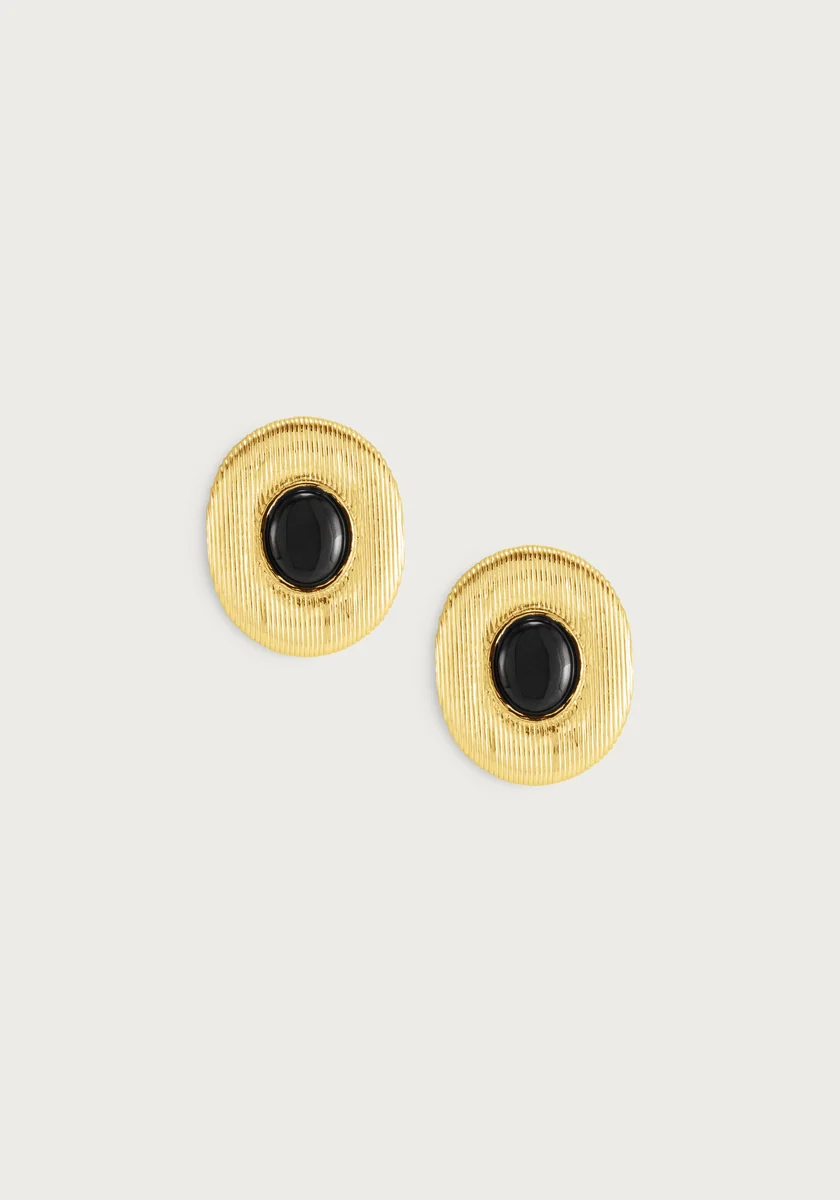 Anabel Aram Safari Earrings Black Onyx Gold