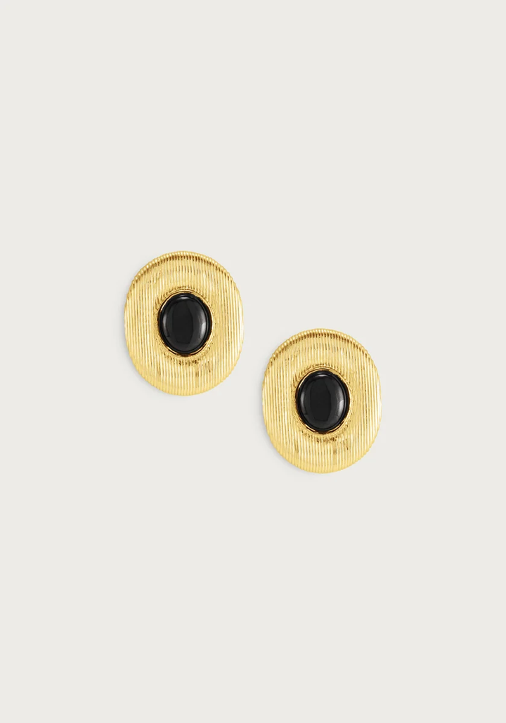 Anabel Aram Safari Earrings Black Onyx Gold