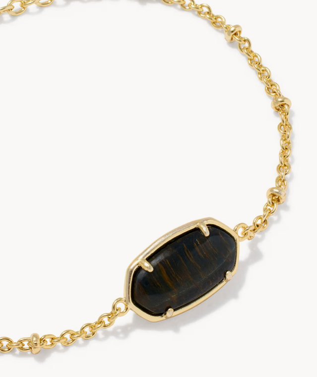 Elaina Tiger Stripe Bracelet Gold Dark Brown Hawks Eye Adjustable