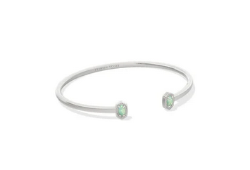 Mini Elton Cuff Bracelet Green Opal Silver