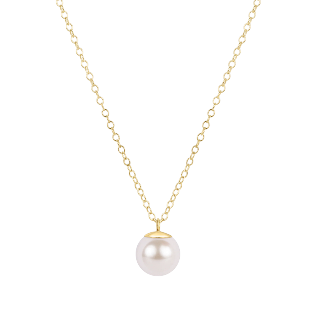 16 Inch Necklace  Gold Classic Pearl 10 mm Charm