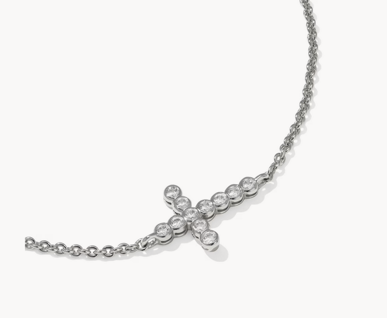 Cross Silver Crystal Delicate Chain Bracelet
