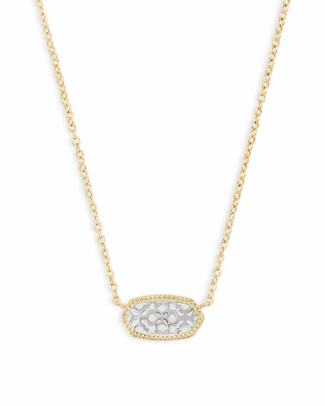 Elisa Short Pendant Necklace Gold Rhod Filigree Mix