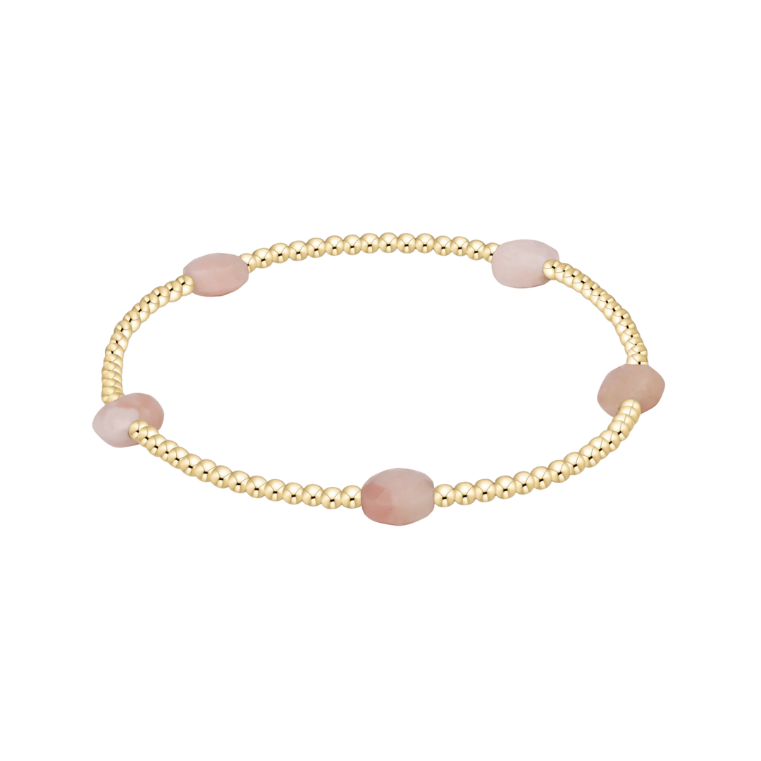 Admire Small Gem 2mm Bracelet Gold Pink Opal