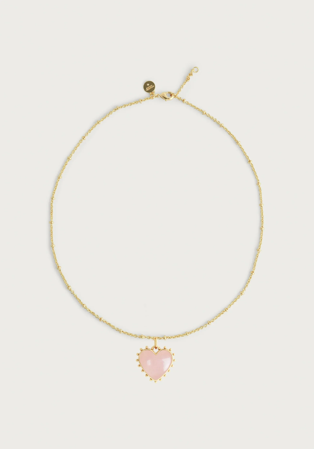 Anabel Aram Heart with Rose Quartz Stone Pendant Necklace