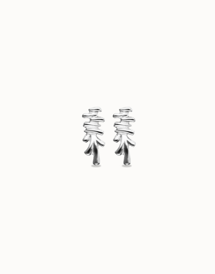 Raices Roots Elongated Earrings with Irregular Shape Silver