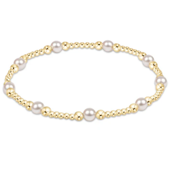 Classic Purpose Pattern 4mm Bead Bracelet- Pearl