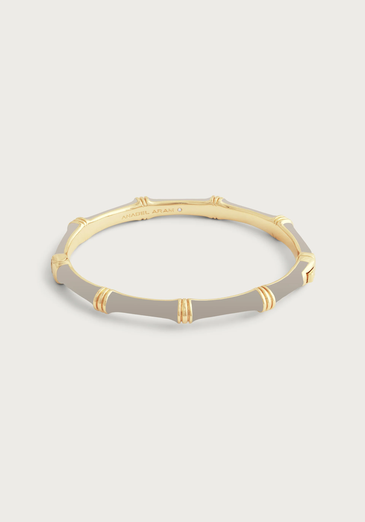 Anabel Aram Bamboo Enameled Hinged Bangle Gold