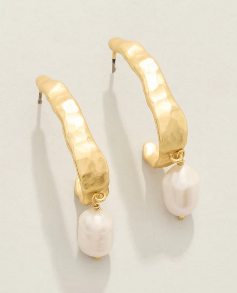 Tumbled Hoop Earrings Pearl