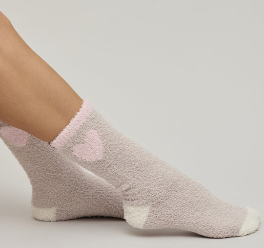 Cozy Chic Color Block Heart Multi Socks Dusty Rose Cherry