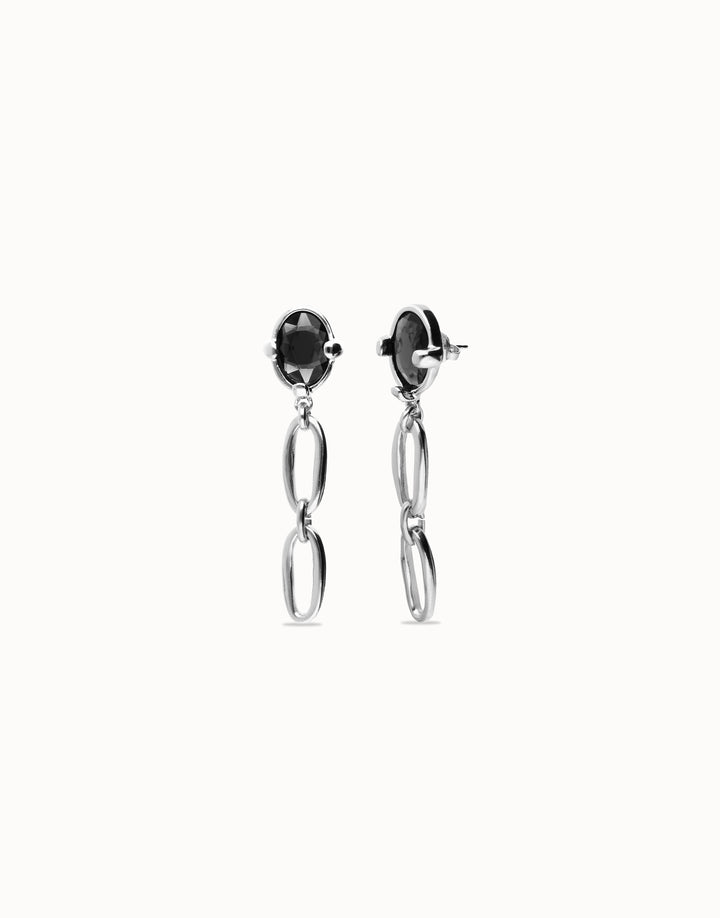 Ser Deslumbrante Drop Earrings with Faceted Black Crystal Silver
