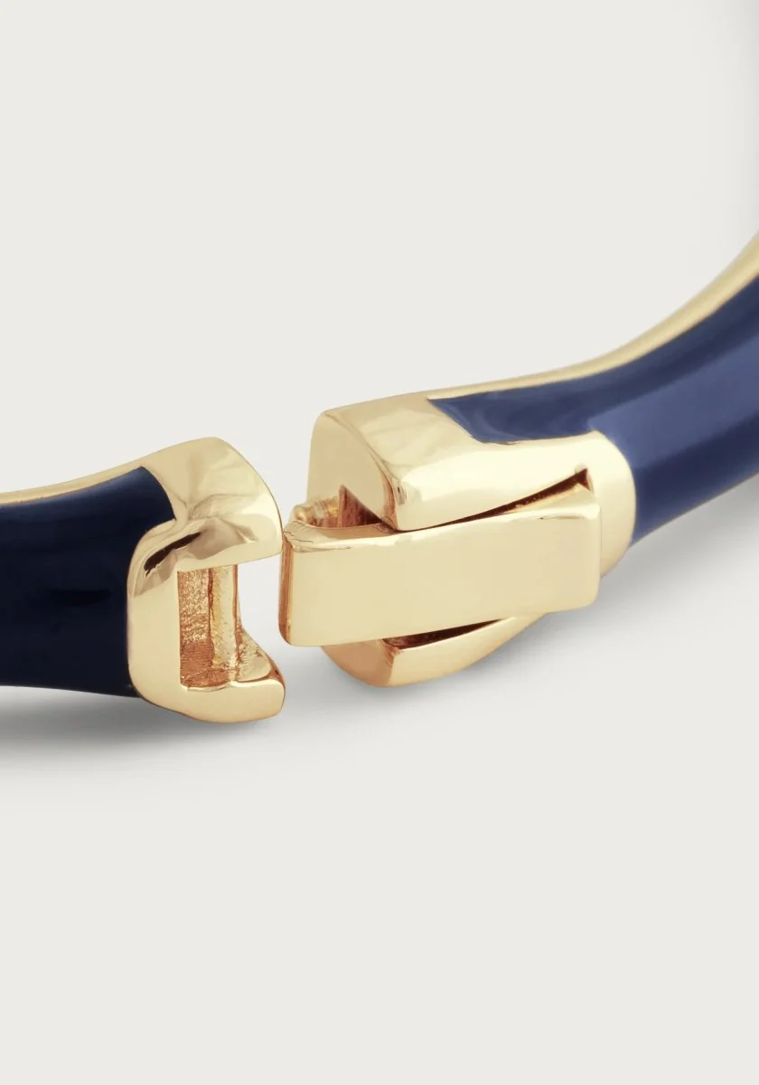 Anabel Aram Bamboo Enameled Hingled Bangle Navy Blue