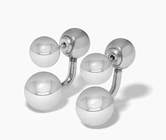 Meridian Petite Sphere Post Drop Earrings Silver