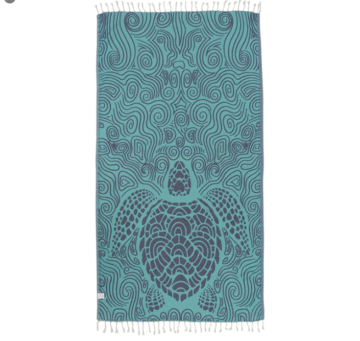 Mint Swirl Turtle Turkish Beach Towel