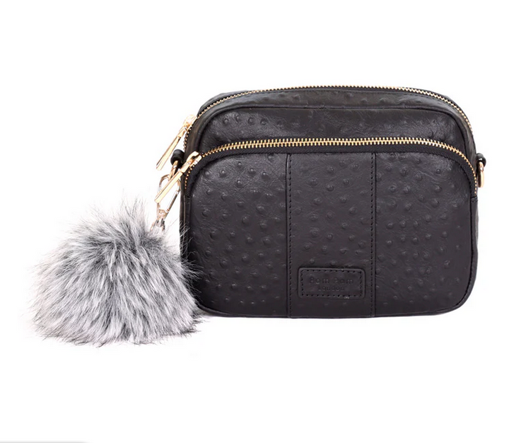 Pom Pom London Original Bag Black Ostrich