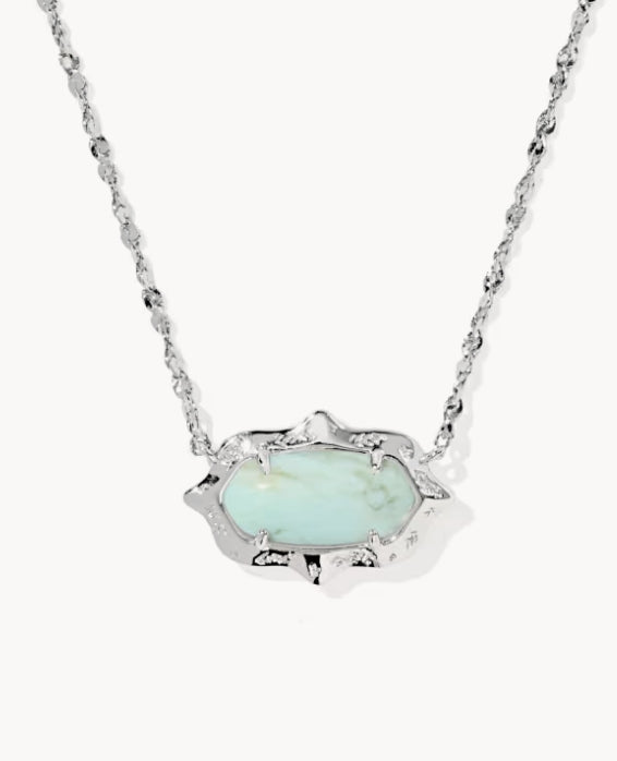 Elisa Scallop Frame Short Pendant Necklace Sea Green Chrysocolla Silver