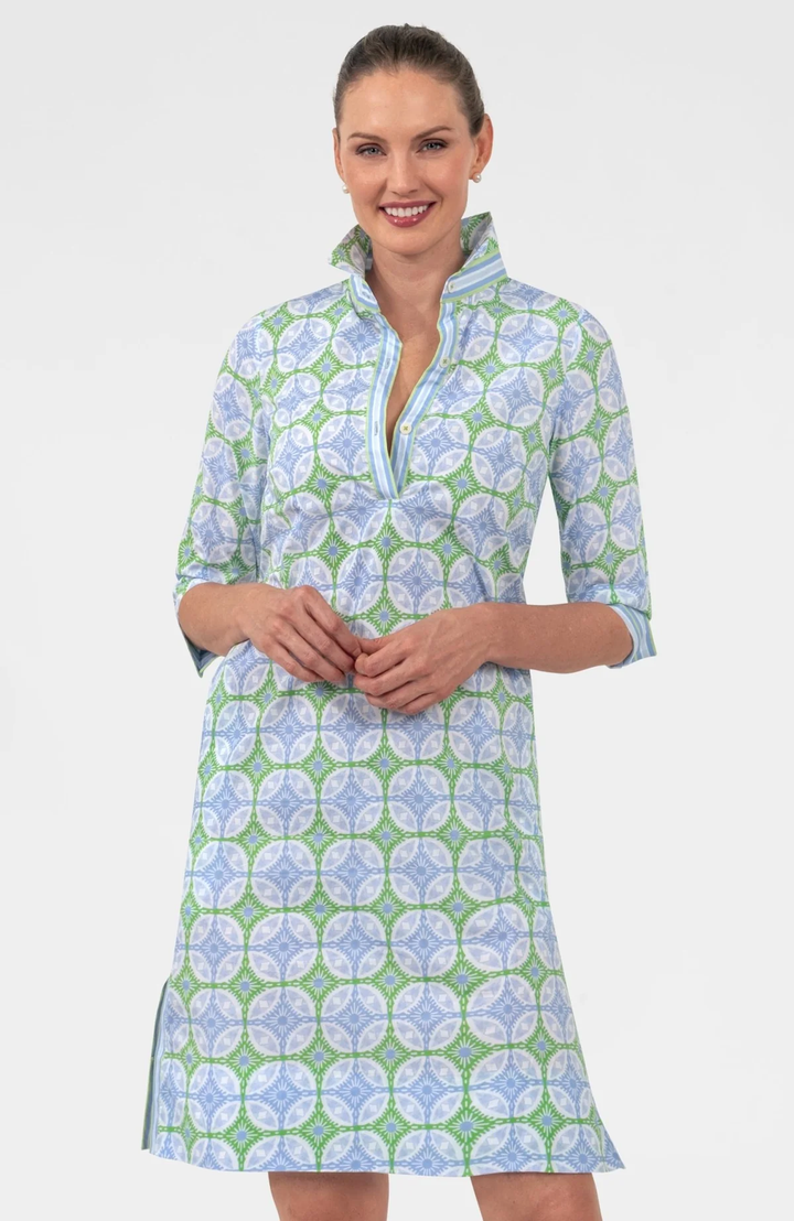 Shirt Tail 2.0 Dress Smell the Roses Kelly/Periwinkle