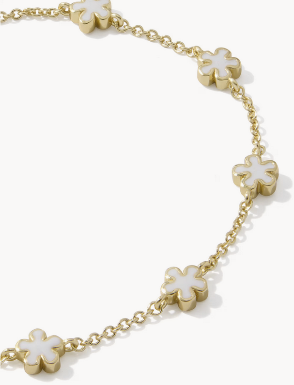 Jane Delicate Chain Bracelet White Enamel Gold