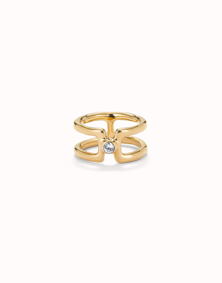 Ser Indomable Double Ring with White Topaz Size 7.5