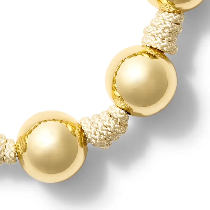 Gold Ball + Pearl Knotting Bracelet