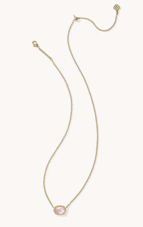 Daphne Frame Pendant Necklace Light Pink MOP Gold
