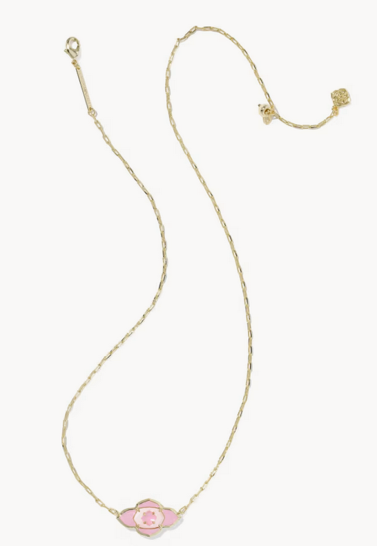 Abbie Medallion Short Pendant Necklace Pink Mix Gold