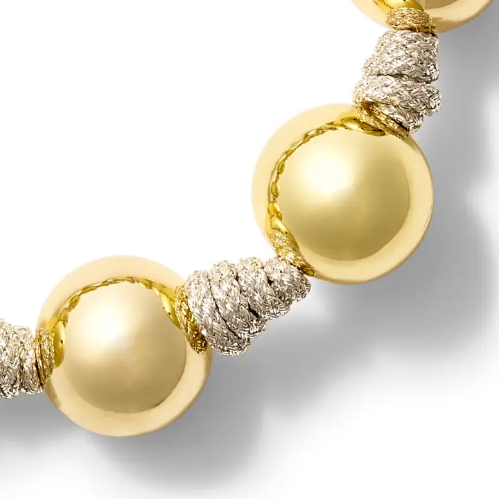 Gold Ball + Pearl Knotting Bracelet